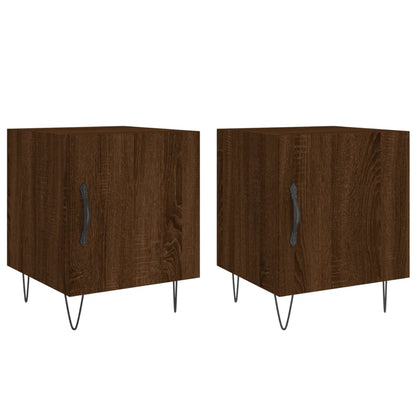 Mesitas Noche 2 Uds Madera Ingeniería Marrón Roble 40x40x50 Cm_0