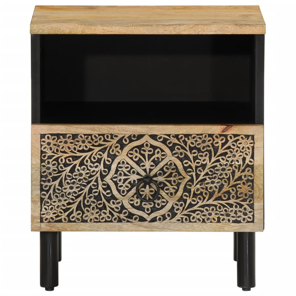 Mesita De Noche De Madera Maciza De Mango 40x33x46 Cm_3