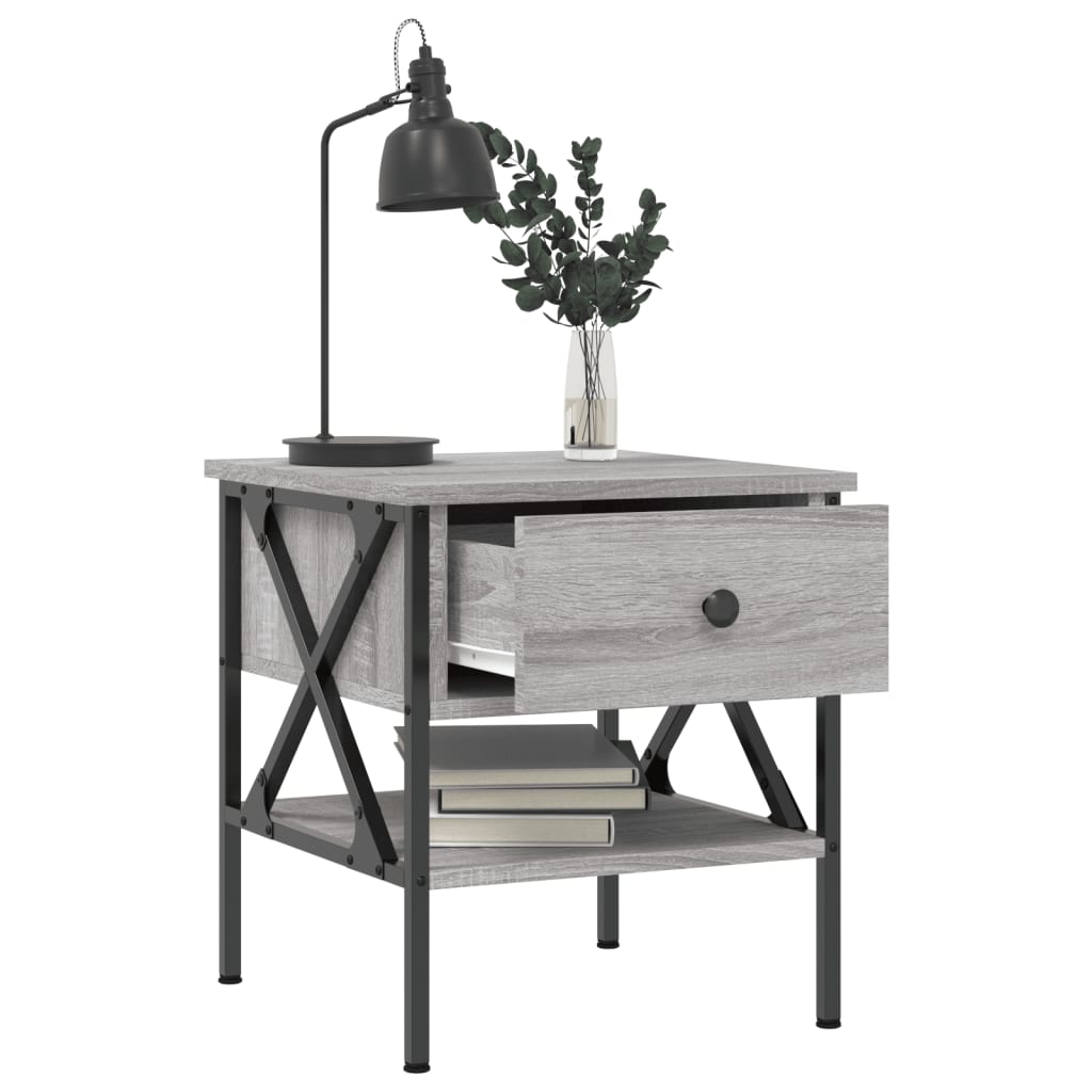 Mesita De Noche 2 Uds Madera Ingeniería Gris Sonoma 40x42x45 Cm_2