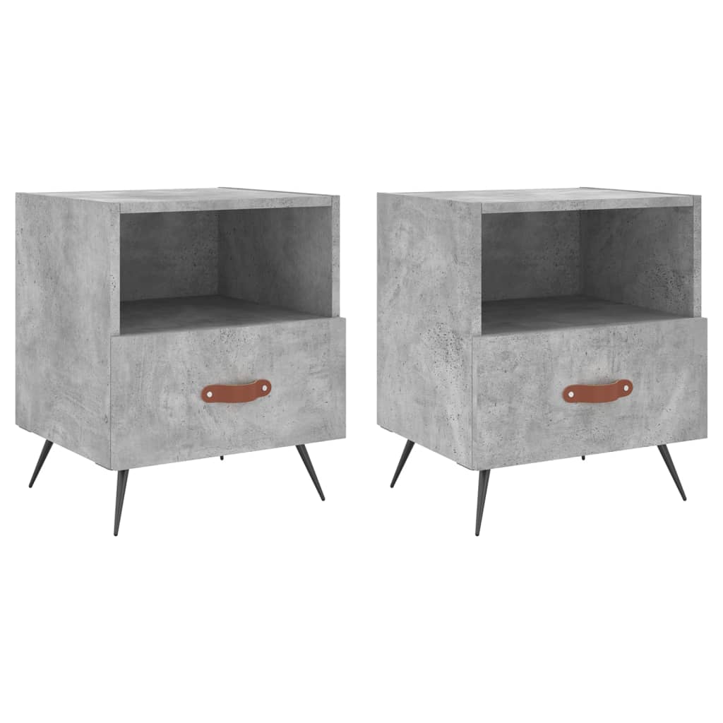 Mesita Noche 2 Uds Madera Ingeniería Gris Hormigón 40x35x47,5cm_0