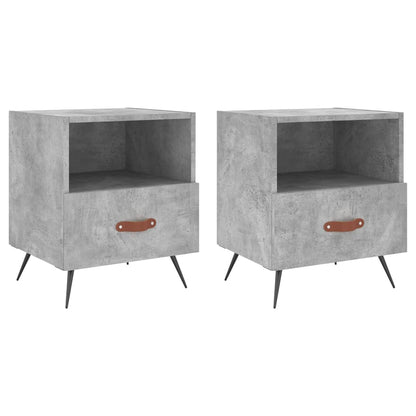 Mesita Noche 2 Uds Madera Ingeniería Gris Hormigón 40x35x47,5cm_0