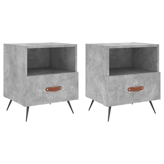 Mesita Noche 2 Uds Madera Ingeniería Gris Hormigón 40x35x47,5cm_0