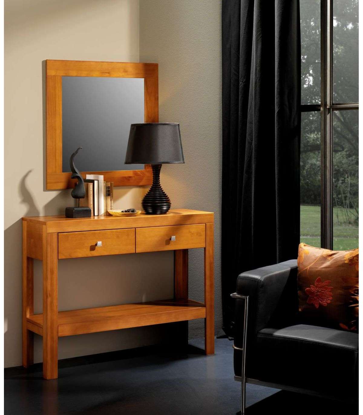 Consola Recibidor 2 Cajones En Madera Maciza 85 Cm(alto)105 Cm(ancho)35 Cm(largo)_0