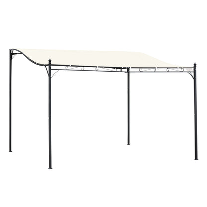 Outsunny Pérgola De Jardín 4x3 M Montado En Pared Con Toldo Y 16 Orificios Crema_0