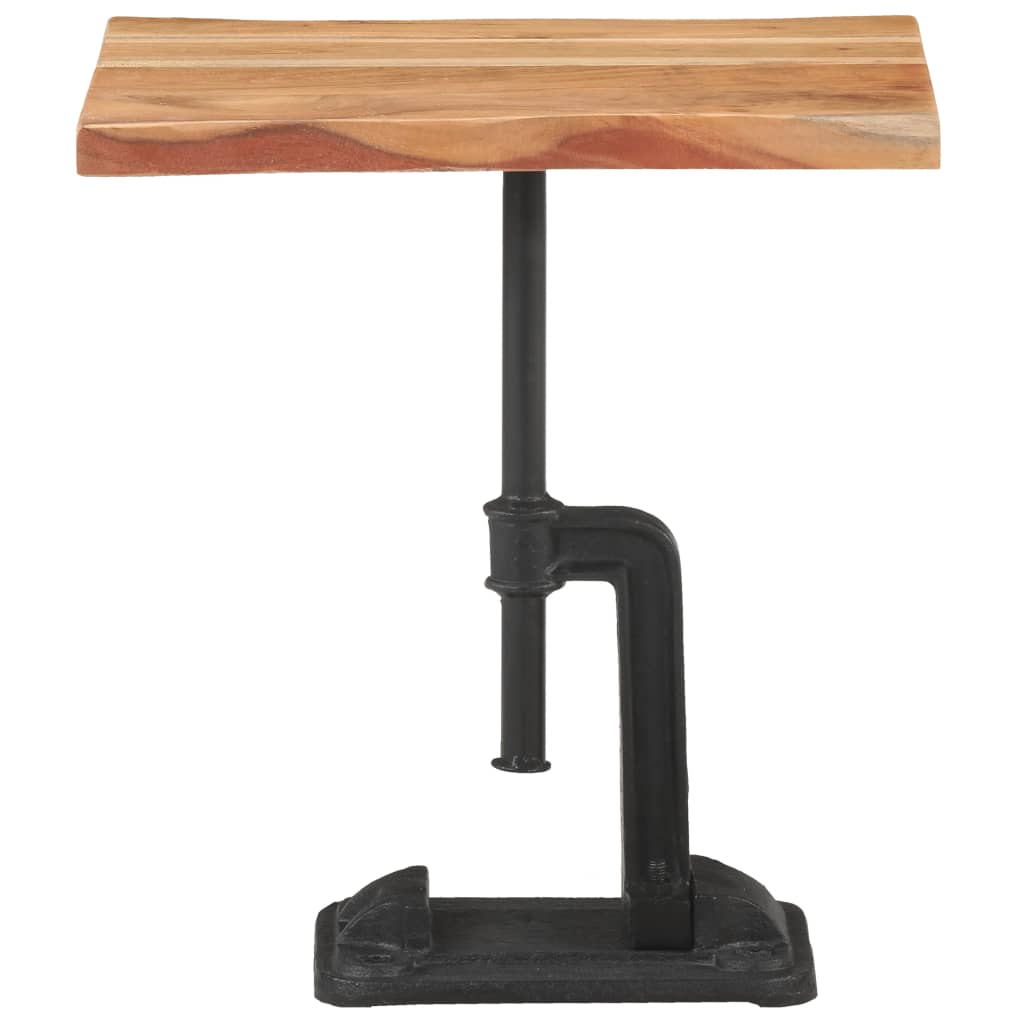 Mesa Auxiliar Madera Maciza Acacia Y Hierro Fundido 45x35x48 Cm_0
