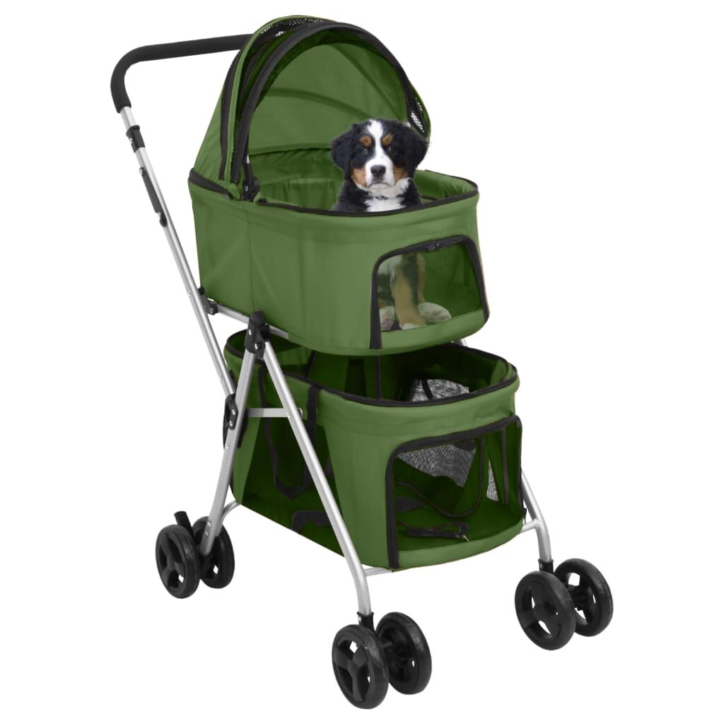 Vidaxl Cochecito Doble De Perros Plegable Tela Oxford Verde 83x48x97cm_1