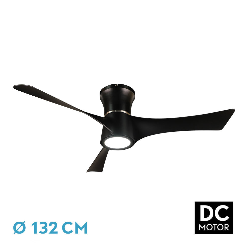 Ventilador Dc Tianas 18w Negro 3aspas 132d Regulable Intensidad 2250lm 3000k,4000k,6000k Remoto+temporizador+memoria_0