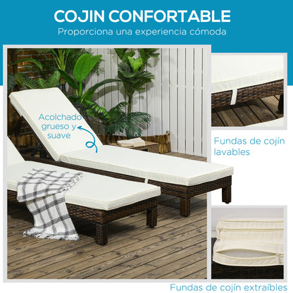 Outsunny Conjunto De 2 Tumbonas De Jardín Reclinable En 5 Posiciones 196x60x22cm_5