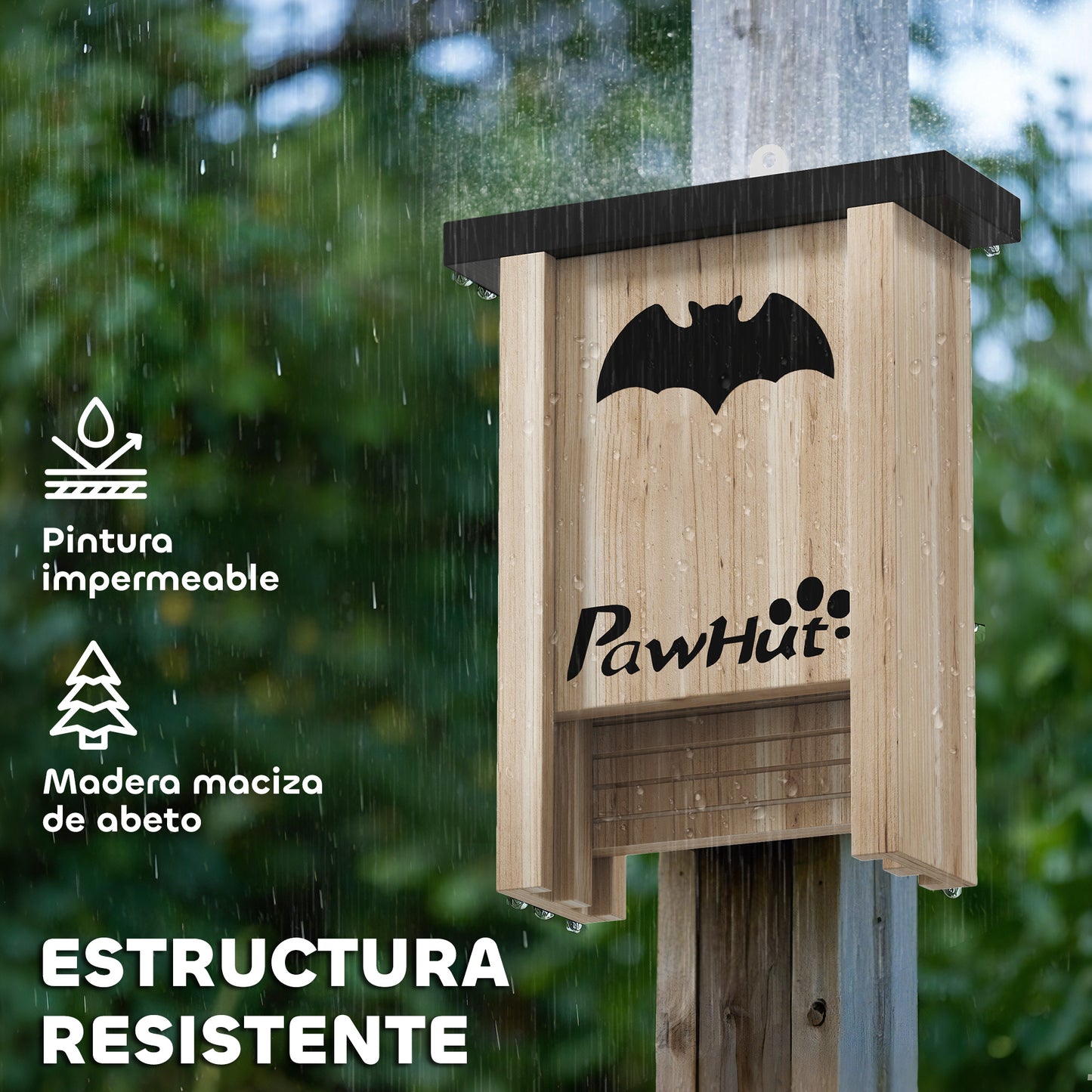 Pawhut Pack De 3 Casas Para Murciélagos De Madera Maciza_4