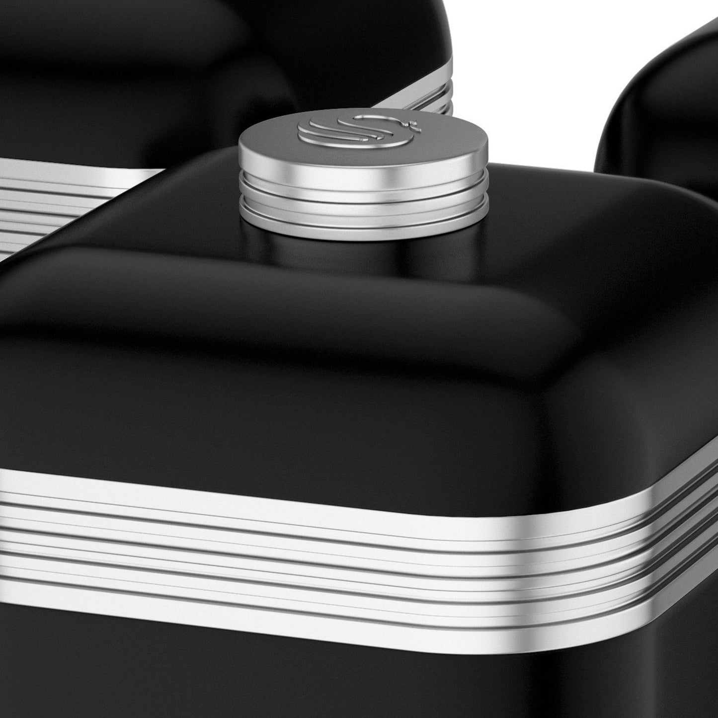 Retro Set 3 Botes Metálicos De Almacenamiento, 1 L, Acero Lacado, Especias, Té ,café, Vintage Swan Swka1020bn, Negro