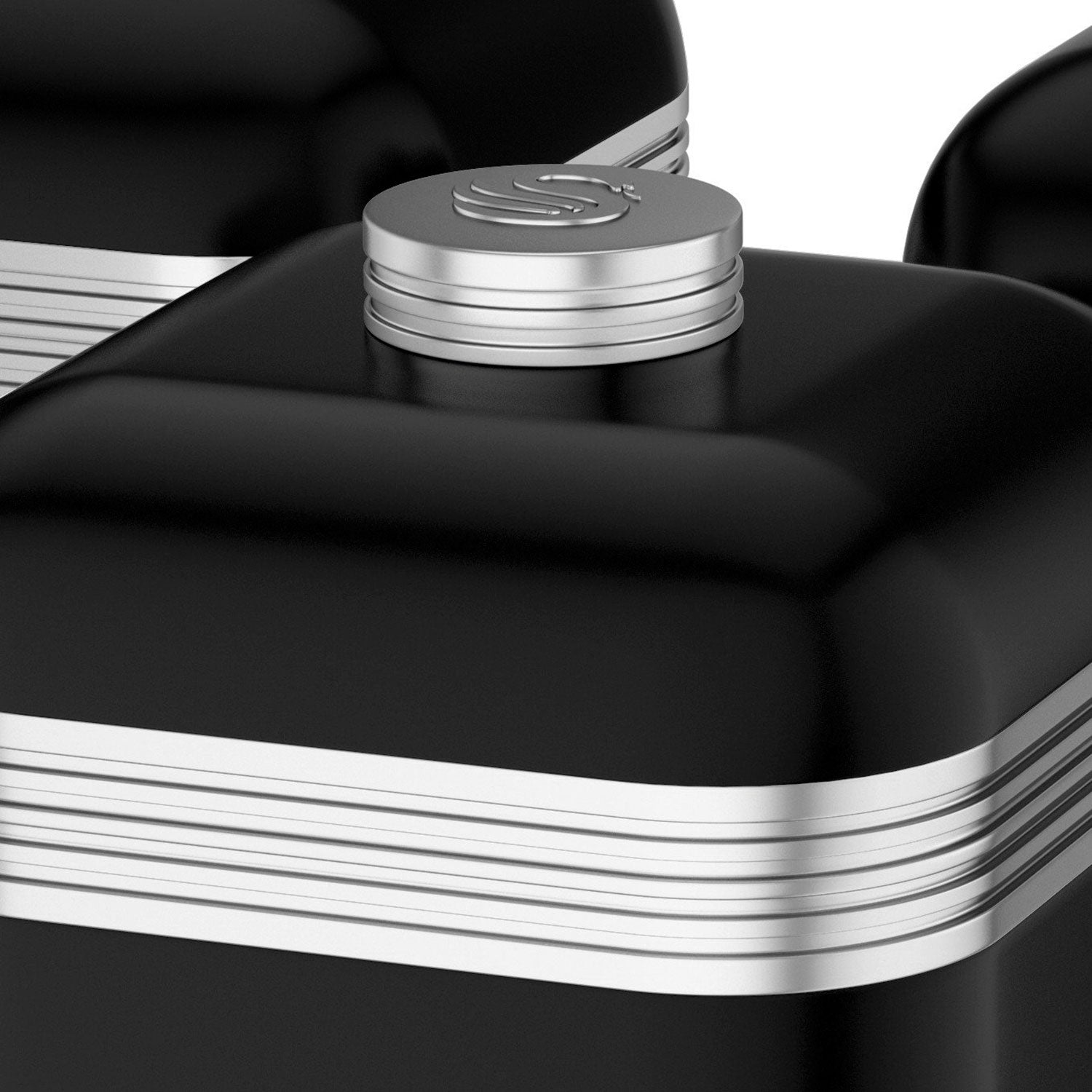 Retro Set 3 Botes Metálicos De Almacenamiento, 1 L, Acero Lacado, Especias, Té ,café, Vintage Swan Swka1020bn, Negro_1