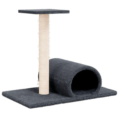 Vidaxl Poste Rascador Para Gatos Con Túnel Gris Oscuro 60x34,5x50 Cm_0
