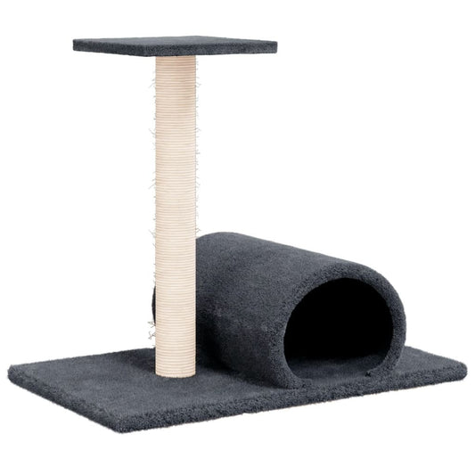 Vidaxl Poste Rascador Para Gatos Con Túnel Gris Oscuro 60x34,5x50 Cm_0
