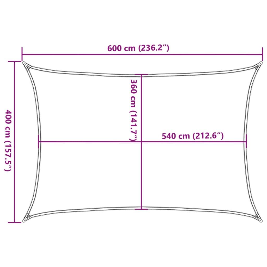 Vidaxl Toldo De Vela Rectangular Hdpe Amarillo 160 G/m² 4x6 M_2