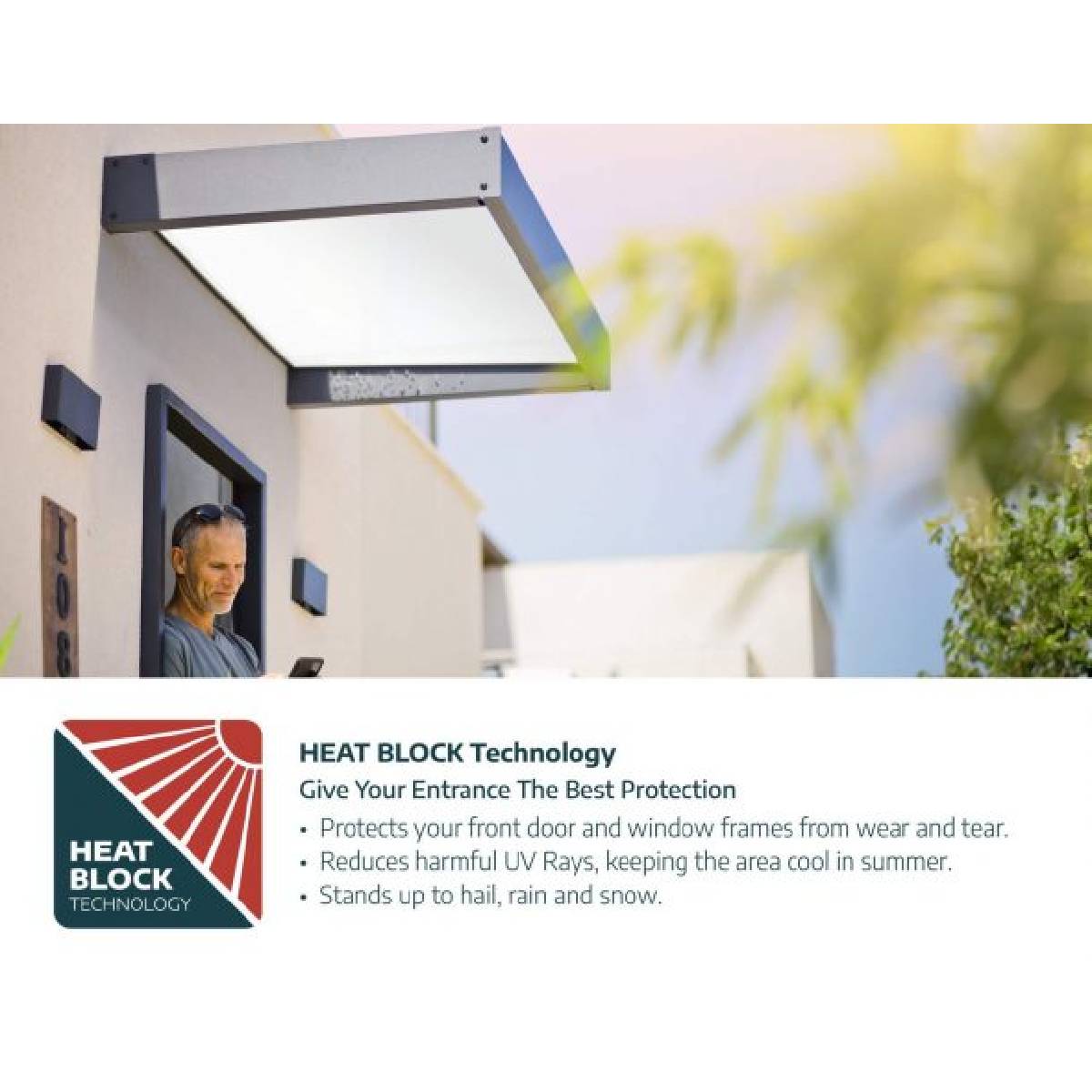 Marquesina para puerta Sophia XL 140x845 cm opal Canopia