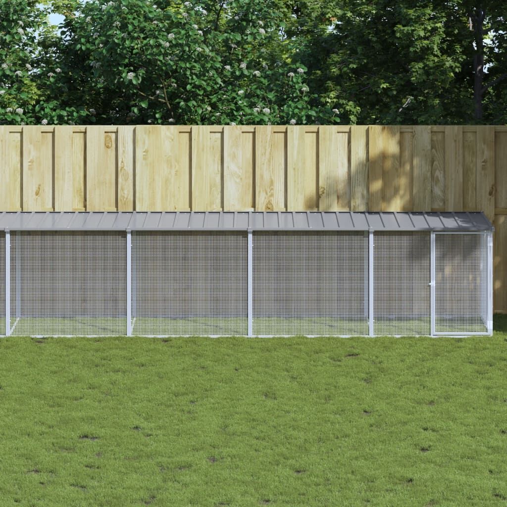 Vidaxl Gallinero Con Techo Acero Galvanizado Gris Claro 803x98x90 Cm_1