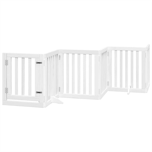 Vidaxl Puerta De Perros Plegable 15 Paneles Madera Álamo Blanca 750 Cm_0