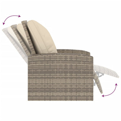 Vidaxl Sillón Reclinable Jardín Y Cojines Ratán Sintético Marrón Claro_5