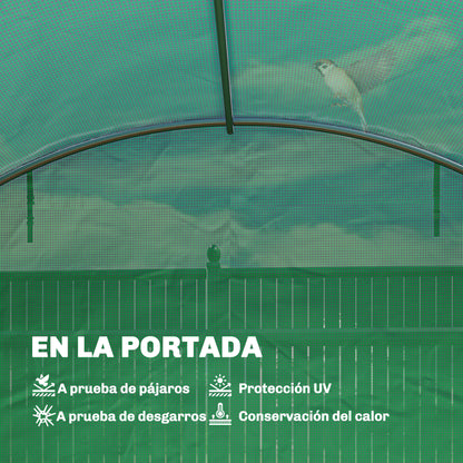 Outsunny Invernadero De Túnel 6x4x2 M Con 2 Varillas De Soporte Y Puertas Verde_5