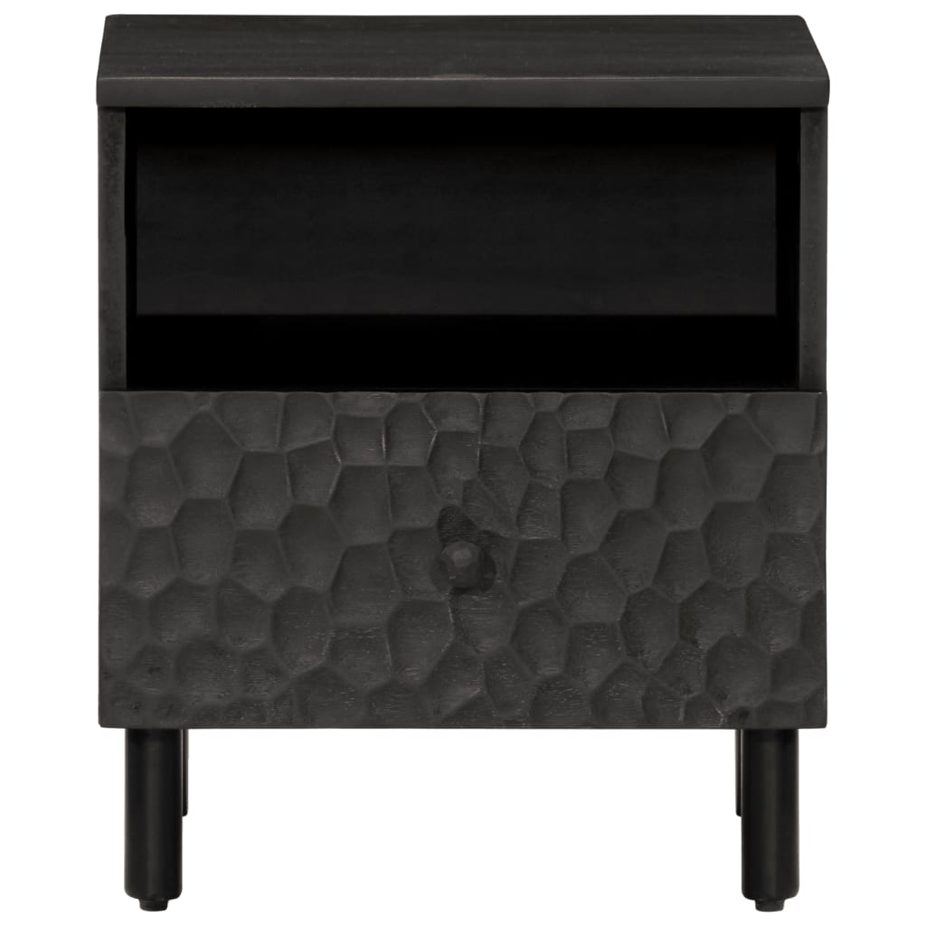 Mesitas De Noche 2 Uds Madera Maciza De Mango Negro 40x33x46 Cm_2
