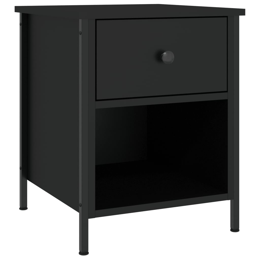 Mesitas De Noche 2 Uds Madera De Ingeniería Negro 40x42x50 Cm_1