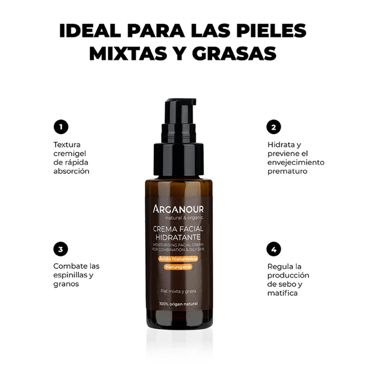 Crema facial para piel mixta/grasa 50ml Arganour