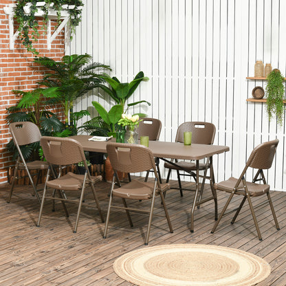 Outsunny Conjunto Mesa Y 6 Sillas De Jardín Diseño De Imitación De Ratán Marrón_1
