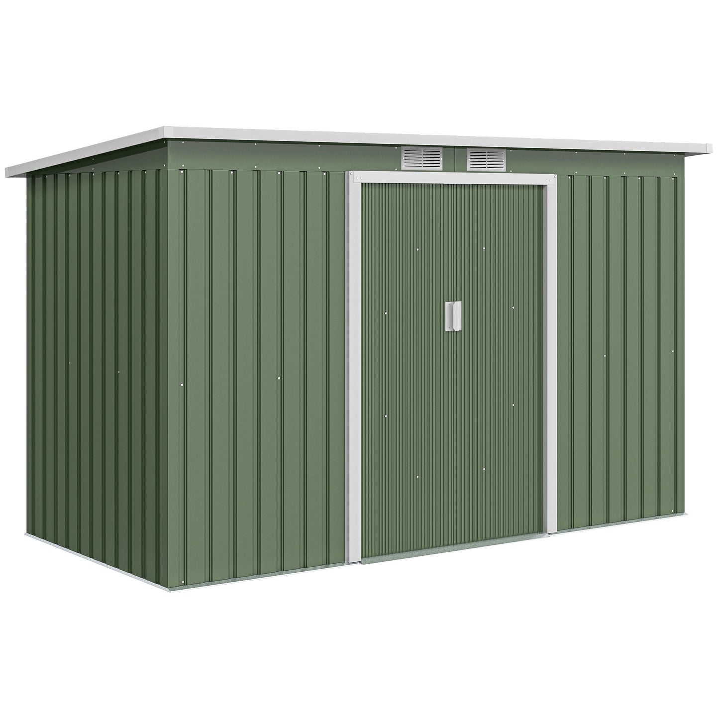 Outsunny Cobertizo De Jardín 280x130x172 Cm Base De 3,2 M² Con 2 Puertas Verde_0
