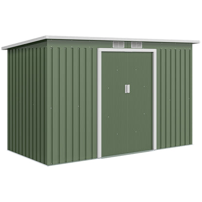 Outsunny Cobertizo De Jardín 280x130x172 Cm Base De 3,2 M² Con 2 Puertas Verde_0