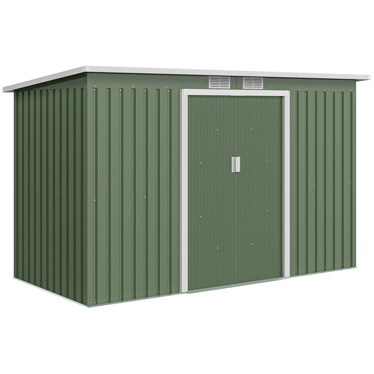 Outsunny Cobertizo De Jardín 280x130x172 Cm Base De 3,2 M² Con 2 Puertas Verde_0