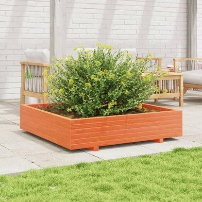 Jardinera De Madera Maciza De Pino Marrón Cera 110x110x26,5 Cm_1