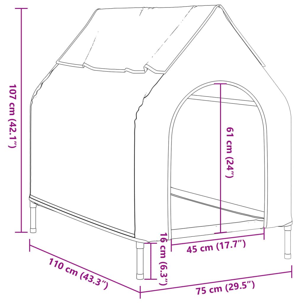 Vidaxl Casa Para Perros Tela Oxford Y Acero Gris Claro_2