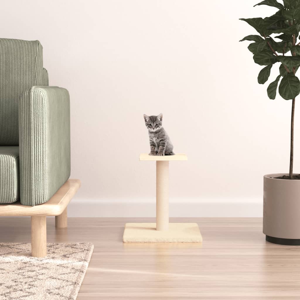 Poste Rascador Para Gatos Con Plataforma Color Crema 38 Cm_1