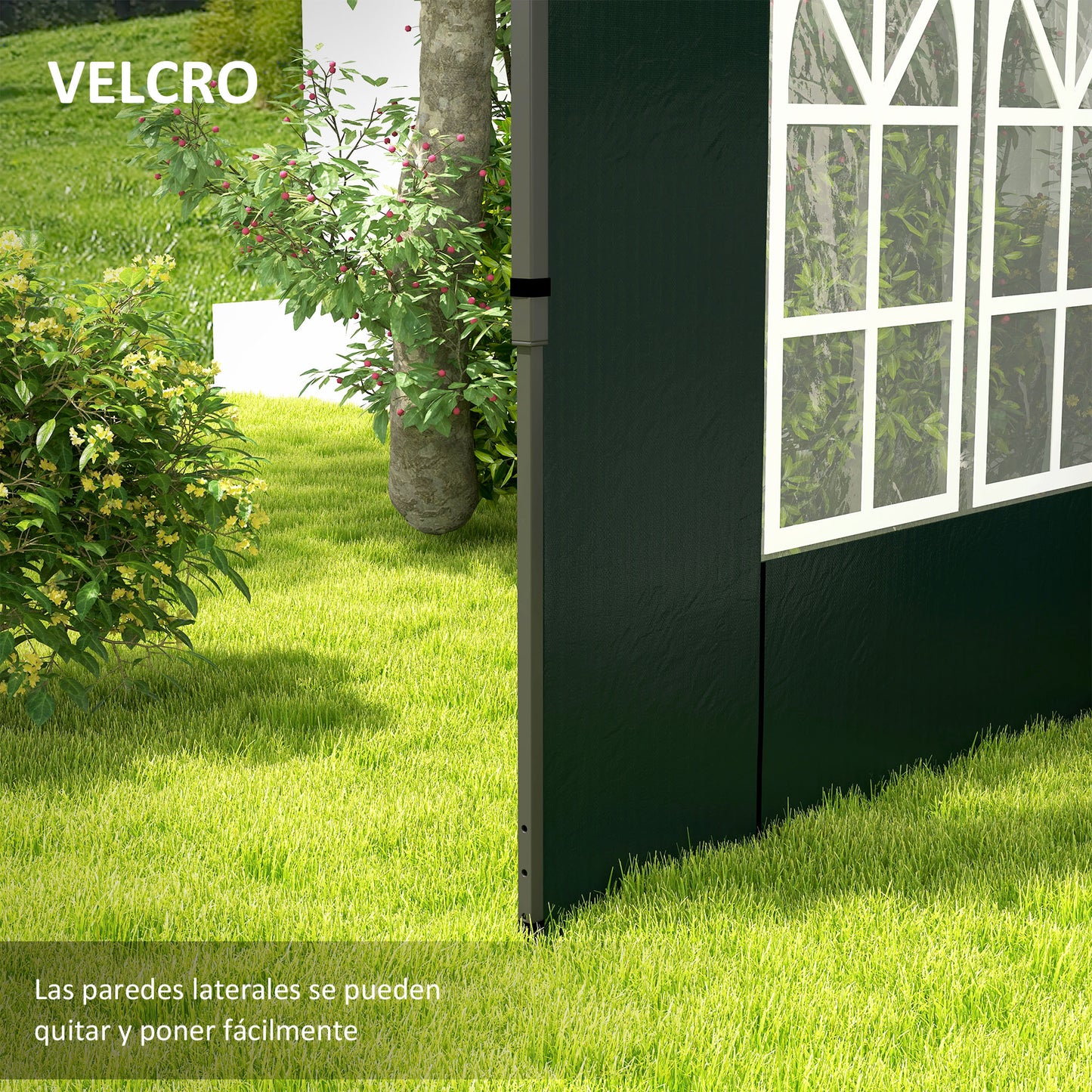 Outsunny Conjunto De 1 Carpa De Jardín 3x3 M Y 2 Paredes Laterales 3x2 M Verde_4