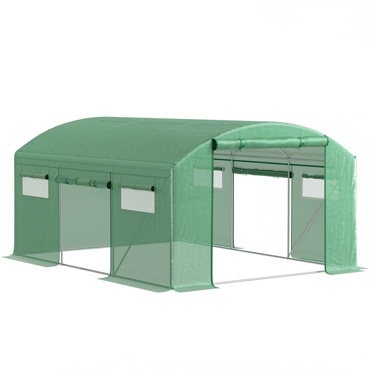 Invernadero De Túnel Outsunny Pe, Acero Galvanizado Verde 397x300x200 Cm 84h-219v01gn_0