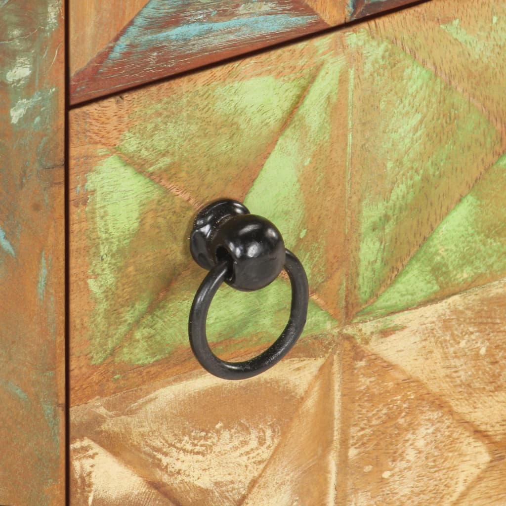 Mesita De Noche De Madera Maciza Reciclada 40x30x50 Cm_4