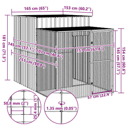 Vidaxl Gallinero Con Corral Acero Galvanizado Gris 165x251x181 Cm_2