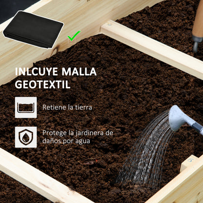 Outsunny Jardinera De Madera 3 Niveles Con Tela Geotextil Para Cultivos Plantas_5