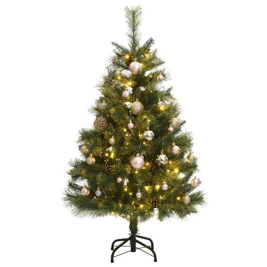 Vidaxl Árbol Navidad Artificial Con Bisagras 150 Led Y Bolas 120 Cm_0