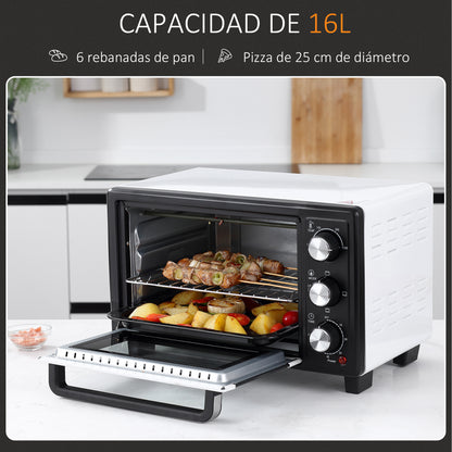 Homcom Horno Eléctrico De Sobremesa 16l 1400w Con 3 Modos De Calor Y Termostato_4