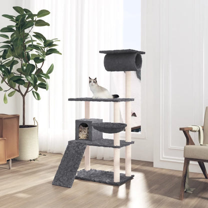 Rascador Para Gatos Con Postes De Sisal Gris Oscuro 131 Cm_1