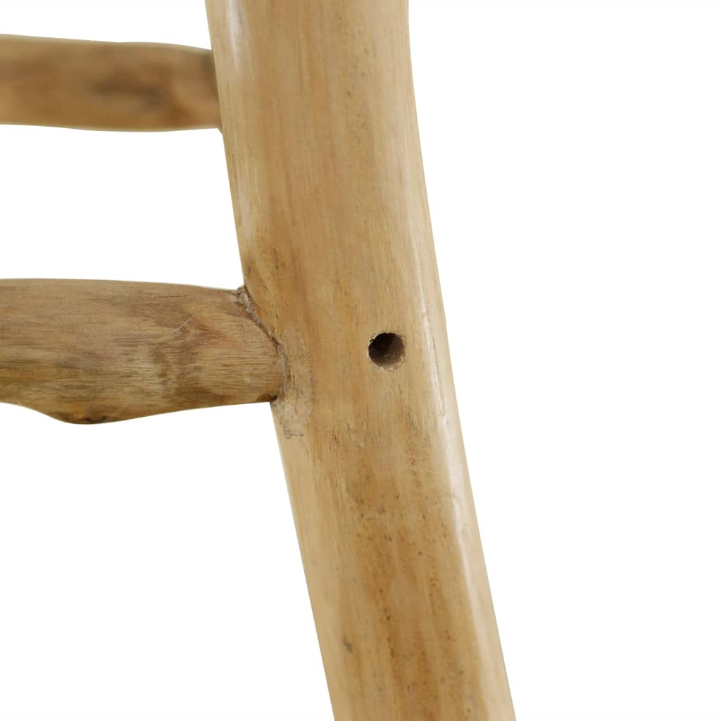 Taburete De Cocina De Cuero Auténtico Y Madera De Teca Maciza_5