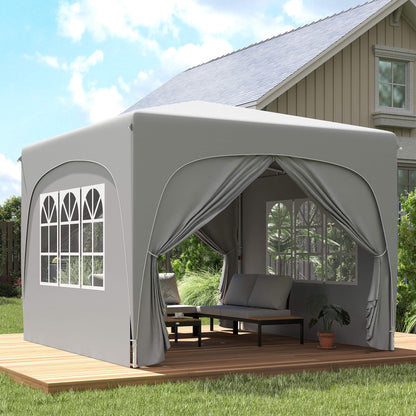 Outsunny Carpa Plegable 3x3 M Con Altura Ajustable 4 Laterales Upf50+ Gris_4