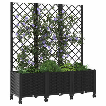 Jardinera Con Enrejado Y Ruedas Negro 120 X 40 X 146 Cm Pp_2