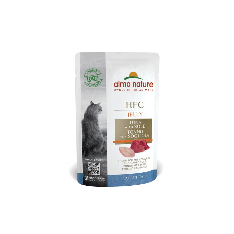 24x55g Sobres De Comida Almo Para Gato Hfc Atun Y Lenguado En Gelatina