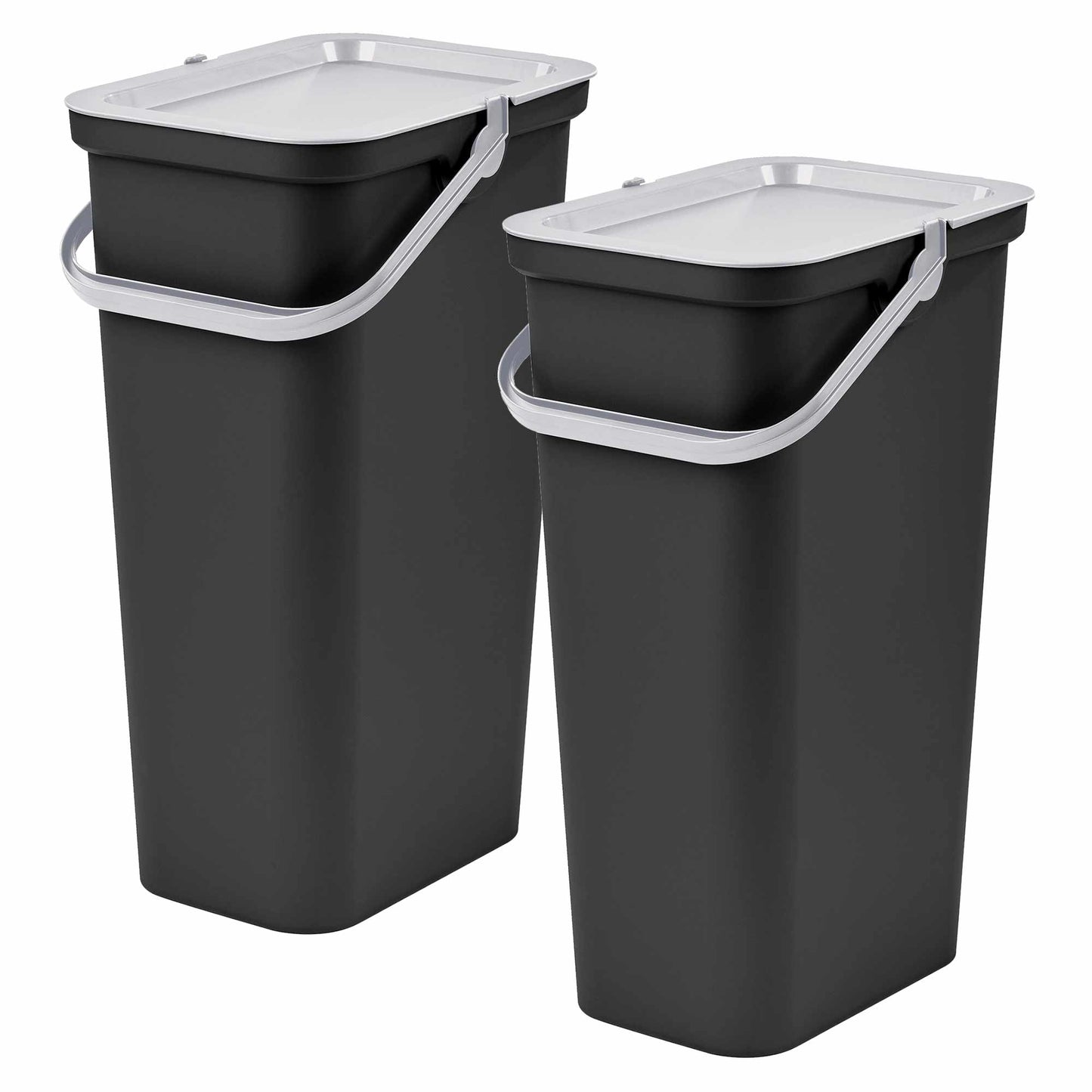 Set De 2 Papeleras moda 40l Con Asa Blanco Y Negro_0