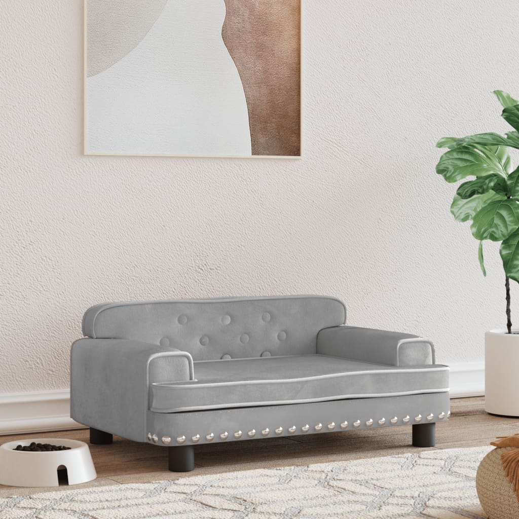 Cama Para Perros De Terciopelo Gris Claro 70x45x30 Cm / Vetonek_2