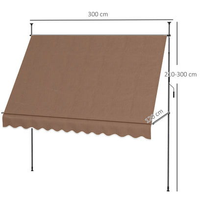 Outsunny Toldo Manual Retráctil 3x1,2 M Altura Ajustable Con Manivela 210-300 Cm_2