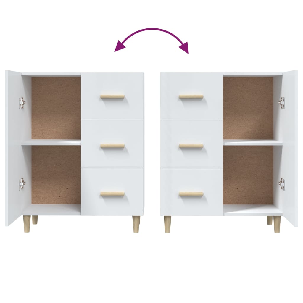 Aparador De Madera Contrachapada Blanco Brillante 69,5x34x90 Cm / Vetonek_3