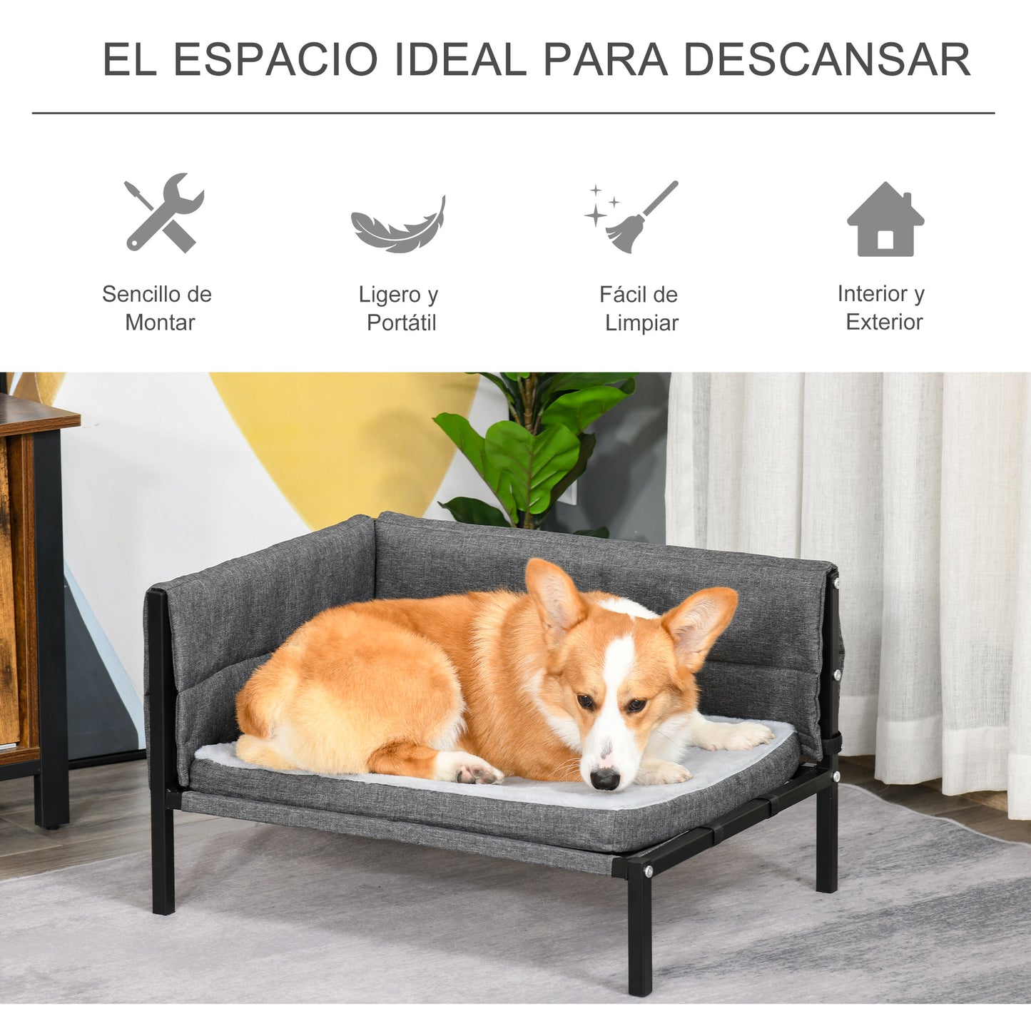 Pawhut Cama Para Perros Elevada Con Cojines Extraíbles Lavables 63,5x49x38,5 Cm_5